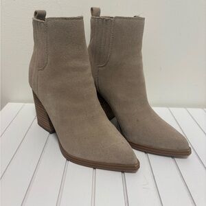 Marc Fisher Taupe Suede Ankle Booties